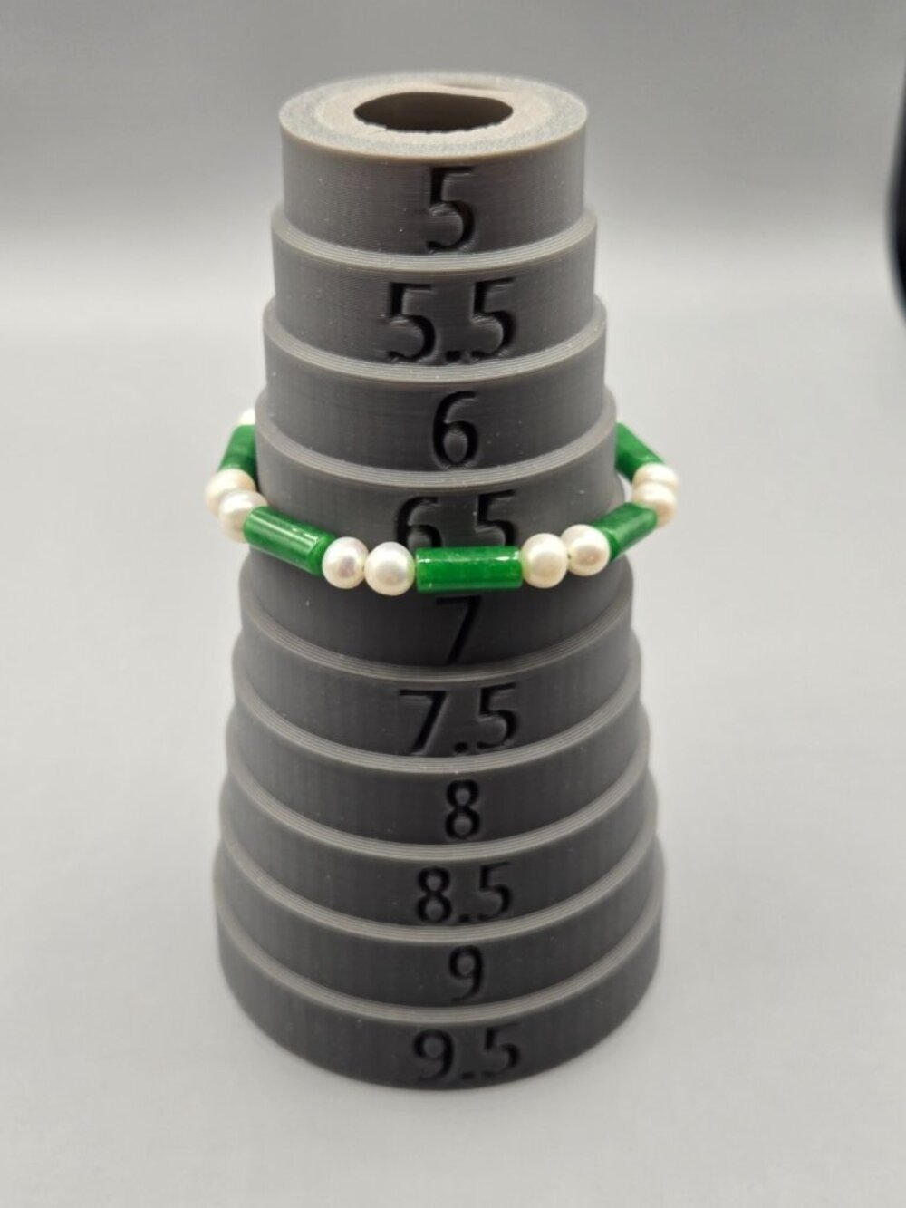 Natural White Freshwater Pearl 7-8mm, 15 x 6mm Green Jade Necklace Bracelet Set - Picture 6 of 7